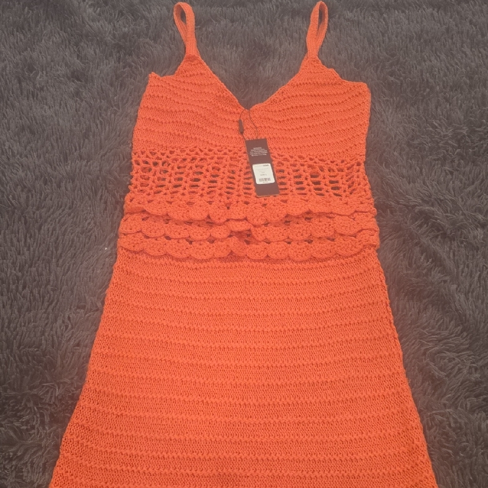 Fashion Nova Coral Crochet Mini Dress